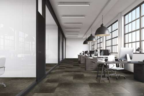 TFD Marble Antraciet Vinyl Raumbild Büro